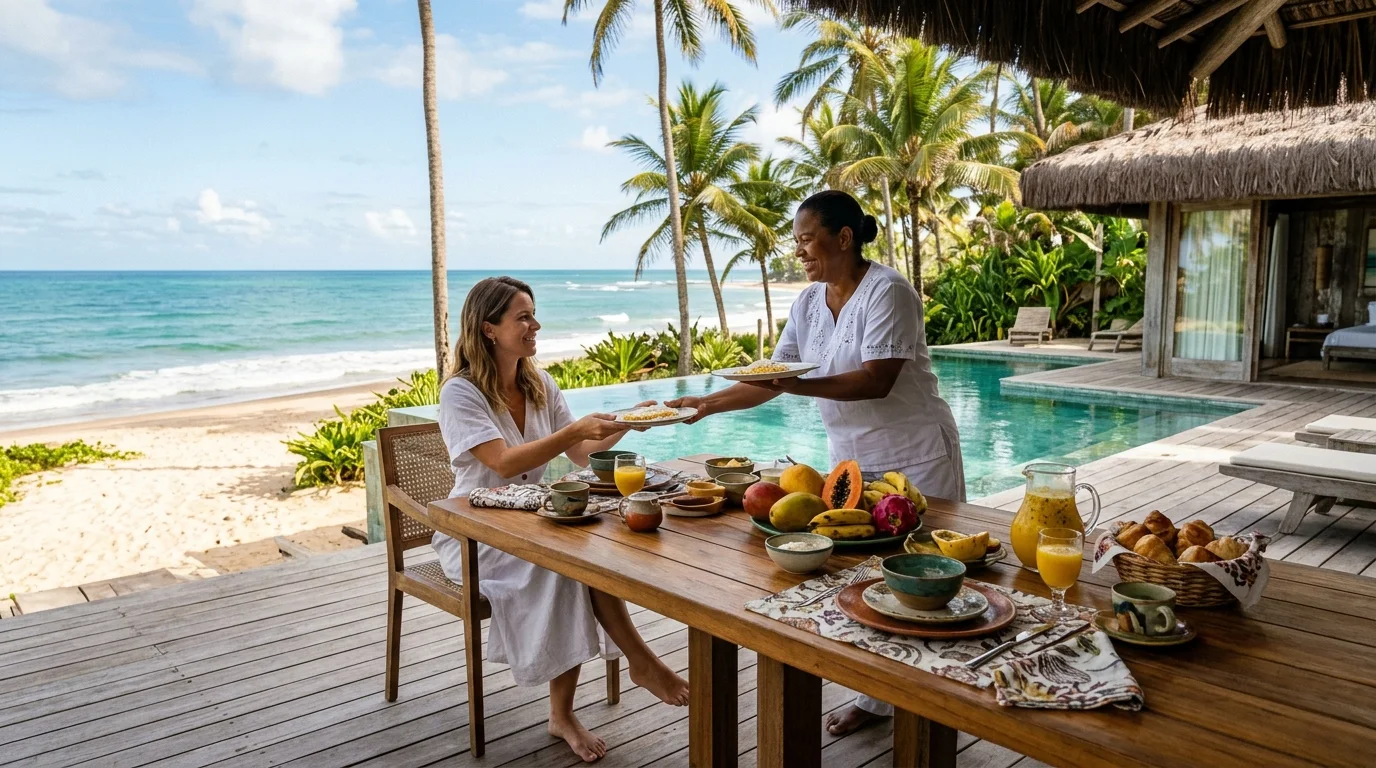 Casa de luxo pé na areia com piscina e cozinheira em Trancoso